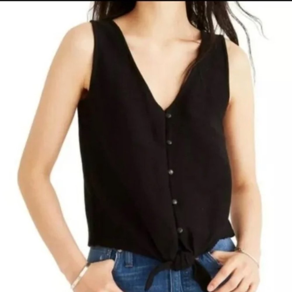 Madewell Texture & Thread Button Tie Tank - Picture 1 of 6